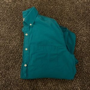 J. Crew teal Sun-Washed Oxford Button-up Shirt - L